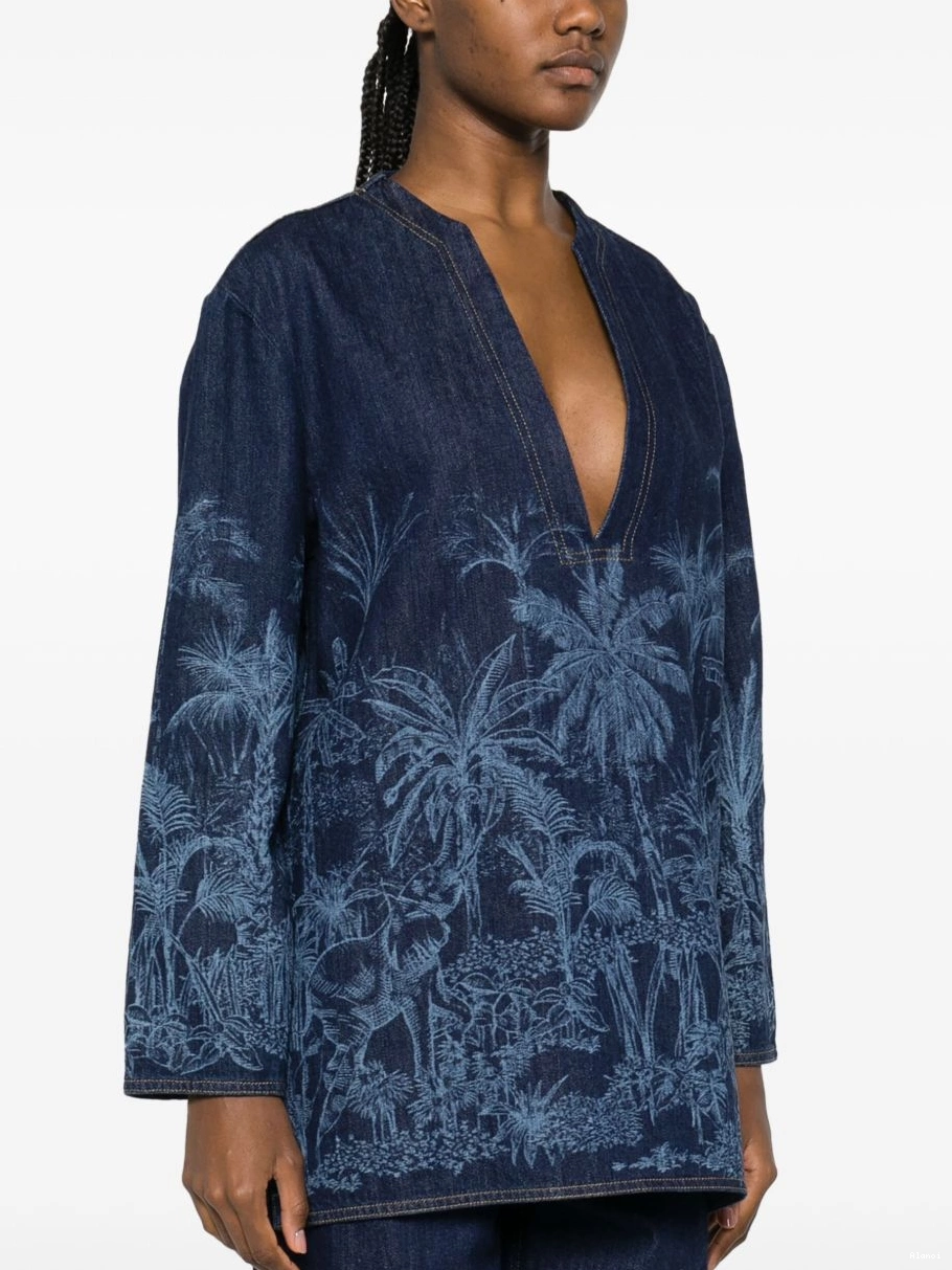 Affordable Jungle Alanui tunic denim Toile de Jouy Women 0724